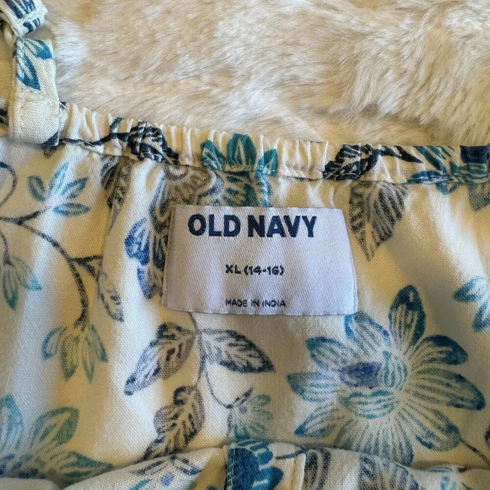 Old Navy Girls XL (14) Sleeveless Button-Front Tiered Fit‎ & Flare Midi Dress